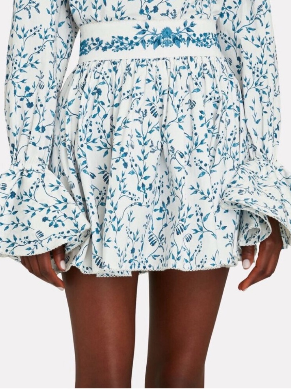 Agua Bendita Arandano Cotton Mini Skirt Acacias Blue White Floral Small